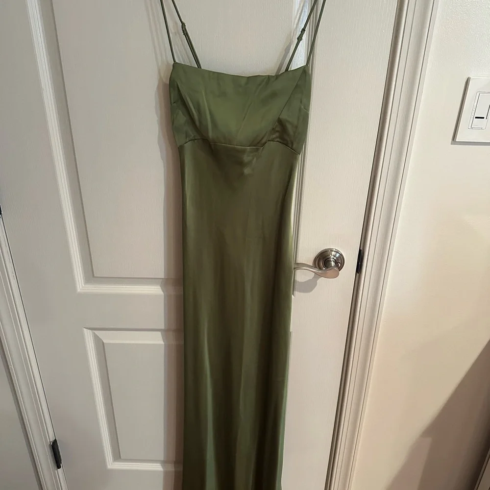 Abercrombie Green Satin Slip Dress with Spaghetti Straps Open Back NWT XSmallPet